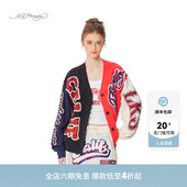 复古撞色宽松V领卫衣开衫 美式 新款 外套 hardy埃德哈迪春季