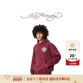 Hardy埃德哈迪冬季 新款 男士 套头衫 深石榴红虎头连帽卫衣