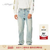 复古直筒潮牌百搭牛仔长裤 男士 美式 Hardy埃德哈迪春季 流行新款