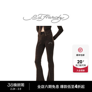 Ed Hardy埃德哈迪冬季新款女士紧身微喇裤针织长裤