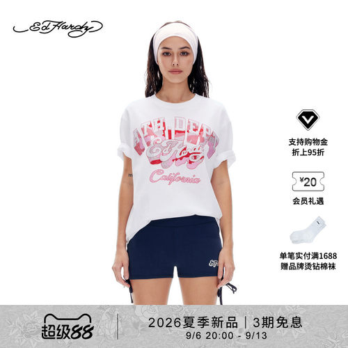 【夏季新品】Ed Hardy埃德哈迪女士美式加州风短袖T恤E1SBW292
