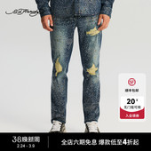 斑驳满钻直筒牛仔长裤 男士 新款 Hardy埃德哈迪冬季