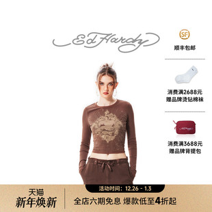 Hardy埃德哈迪秋季 女士潮牌长袖 新款 复古辣妹修身 T恤 美式