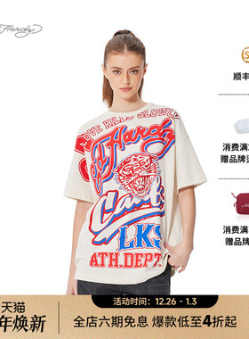 Ed Hardy埃德哈迪2025春季新款女士宽松圆领美式复古潮牌短袖T恤