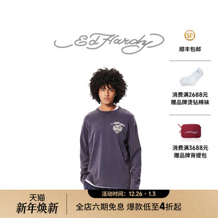 Hardy埃德哈迪秋季 长袖 新款 印宽松男士 T恤 成衣水洗数码