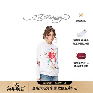 水浆印闪粉落肩女士套头衫 新款 卫衣 Hardy埃德哈迪冬季