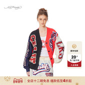 hardy埃德哈迪春季 新款 美式 复古撞色宽松V领卫衣开衫 外套