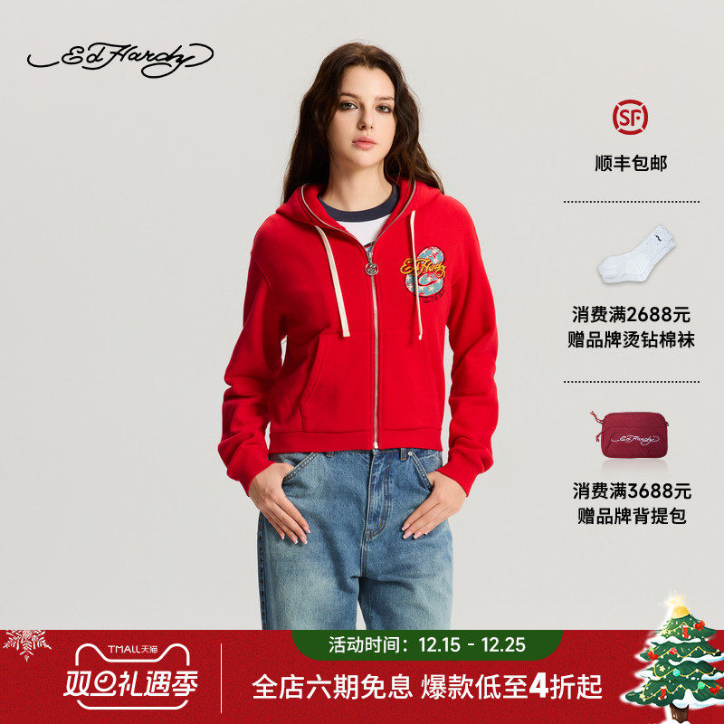 Ed Hardy埃德哈迪2025冬季新款女士拉链衫E1RDW336