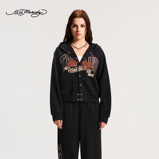 女士拔印烫钻连帽衫 新款 E1SAW229 Hardy埃德哈迪2026春季