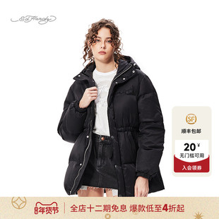 Ed Hardy埃德哈迪冬季新款贴布绣烫钻标中长修身女士羽绒服