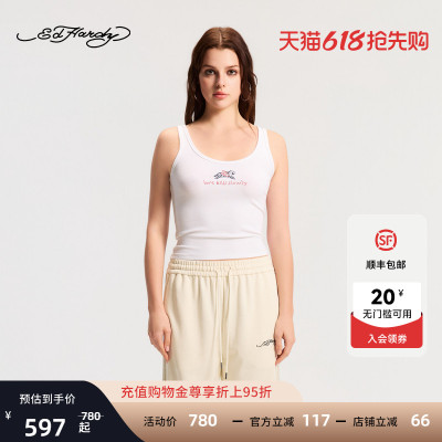 Ed Hardy埃德哈迪2026春季新款女士紧身烫钻圆领吊带背心E1SAW286