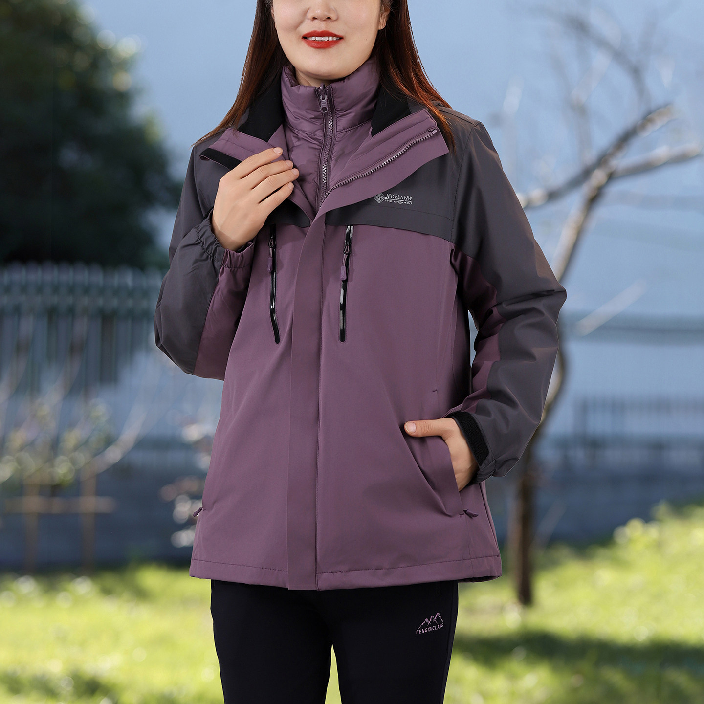 冬装羽绒服大码外套冲锋衣三合一