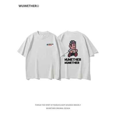 WUWETHER像素风复古游戏印花短袖
