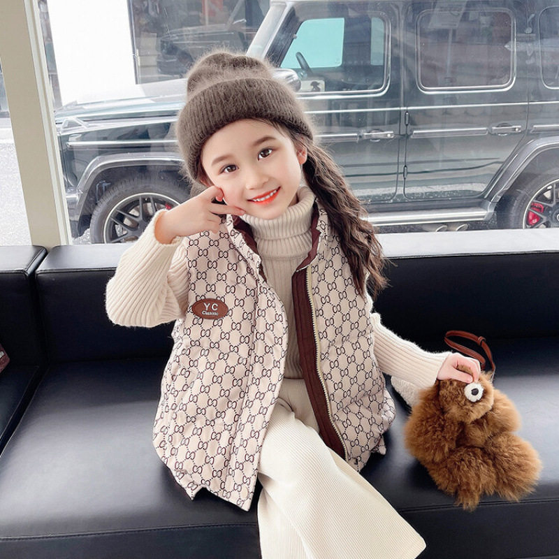 女孩12-3-4-5-6-7-8岁儿童羽绒棉马甲保暖加厚宝宝坎肩棉背心外套