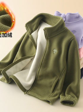 男孩女孩345秋冬6-7-8-9岁儿童摇粒绒外套加绒保暖抓绒衣校服内胆