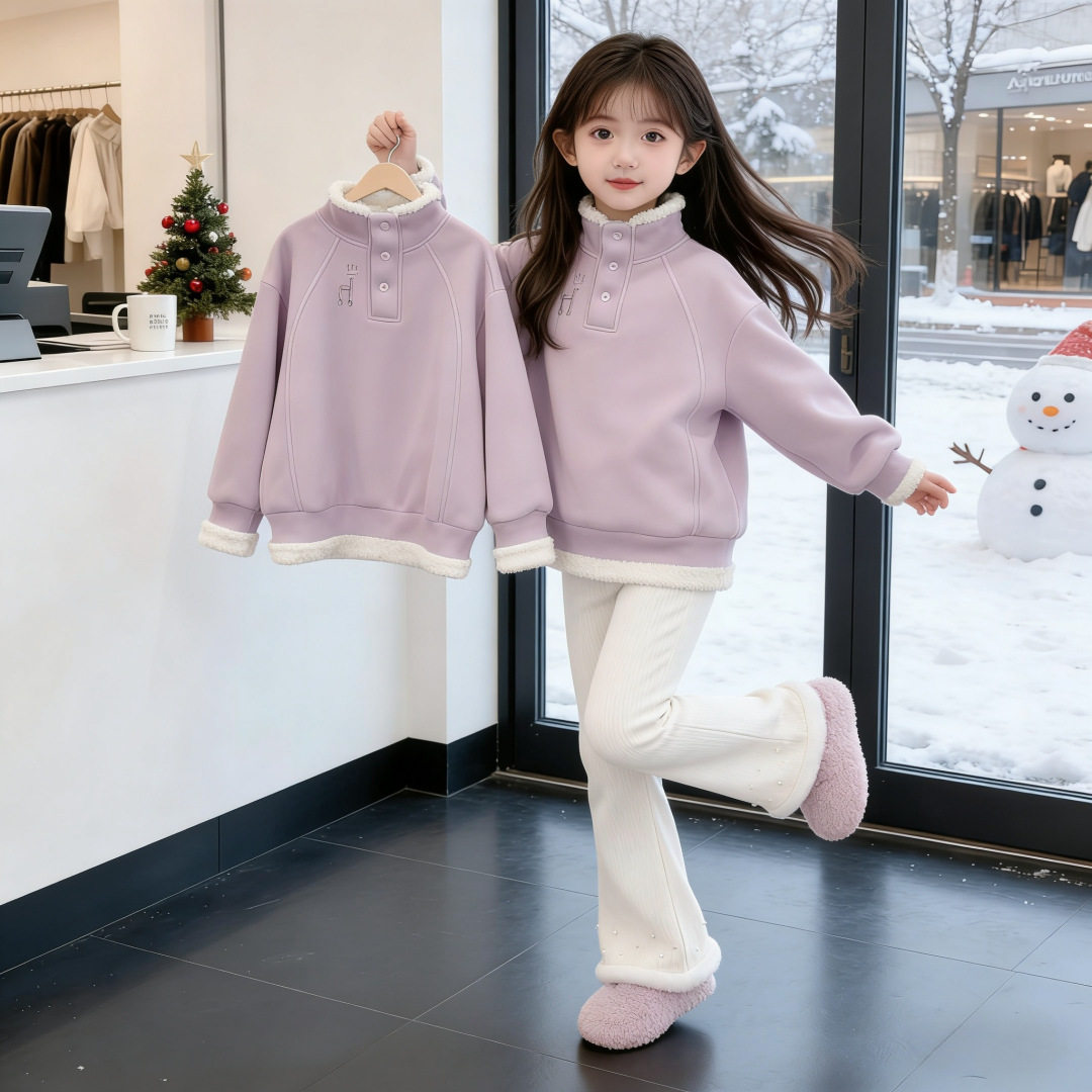 女孩45秋冬6-7-8-9-10岁女童羊驼绒卫衣百搭外套加厚保暖上衣套头,童装/婴儿装/亲子装,卫衣/绒衫,淘宝优惠券,粉丝福利购,淘宝优惠卷