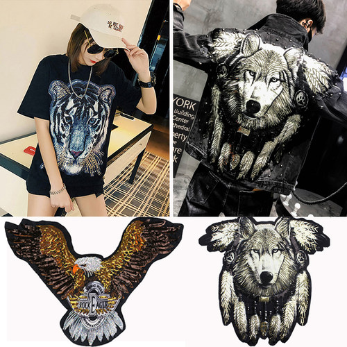 大号老虎印花亮片t恤棉衣辅料