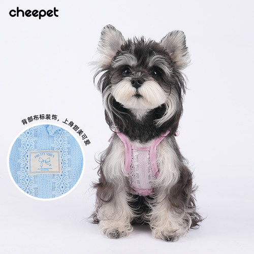 趣派春夏宠物吊带复古蝴蝶结吊带蕾丝花边半截贵宾比熊雪纳瑞衣服