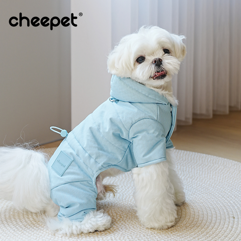 趣派小型犬加厚四腿棉衣带牵引扣