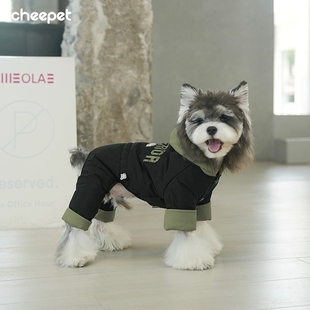 秋冬新款 拼接四腿棉服贵宾比熊雪纳瑞马尔济斯狗衣服 加厚保暖美式