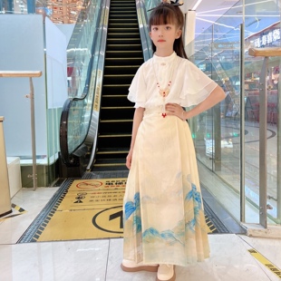 儿童马面裙女童汉服改良古风套装夏天女孩中国风演出服