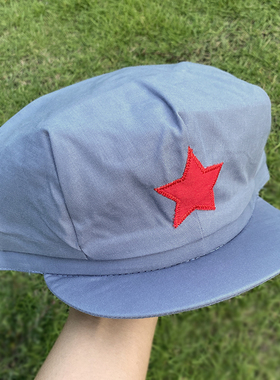 帽子红军灰色八路军装扮新四军复古五角星帽幼大人八角帽儿童演出