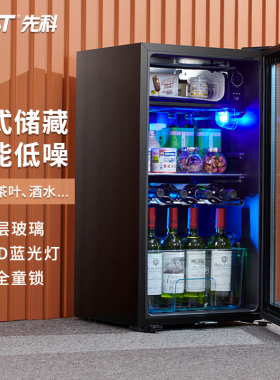 SAST/先科135L冰吧冷藏柜家用冰箱小型饮料茶叶保鲜展示柜办公室