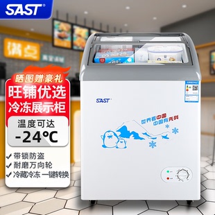 SAST 冷藏冷冻雪糕柜速冻大容量圆弧冰柜 先科商用冷柜展示柜卧式