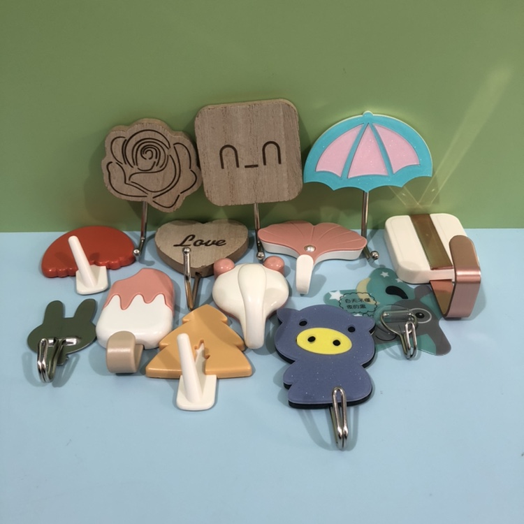 环银0703特大粘钩加长大面板挂钩免打孔强力卡通木质塑料39包邮