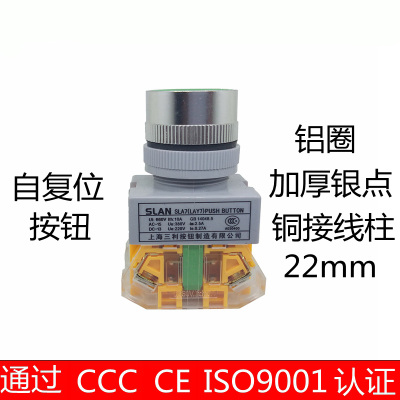 上海三利开关自复位平头启动点动