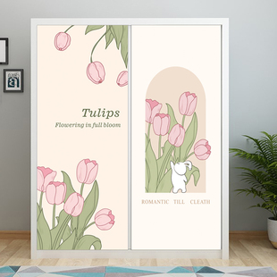 现代简约花朵门贴纸整张自粘装饰贴画卧室衣柜翻新玻璃移门贴画