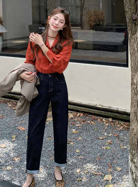 2024秋季半松紧腰弹力牛仔垮裤女91818