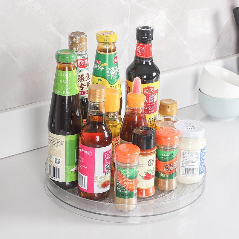 厨房多功能旋转盘卧zp002佐料调味收品旋置物架室桌面转透明化妆
