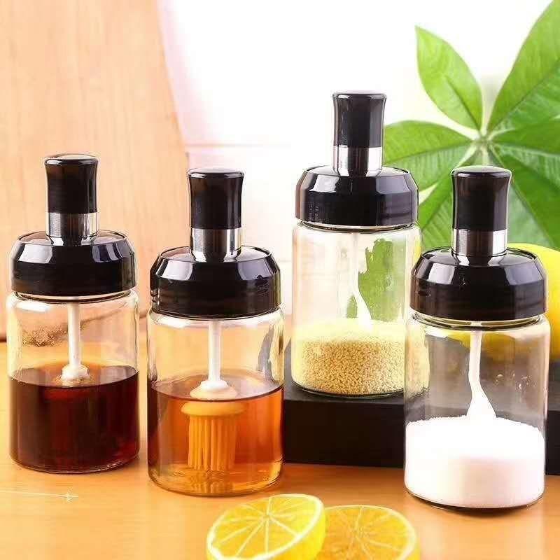 透明调高硼硅玻璃料81瓶蜂现蜜拌瓶带搅棒家用厨房密封调味瓶货