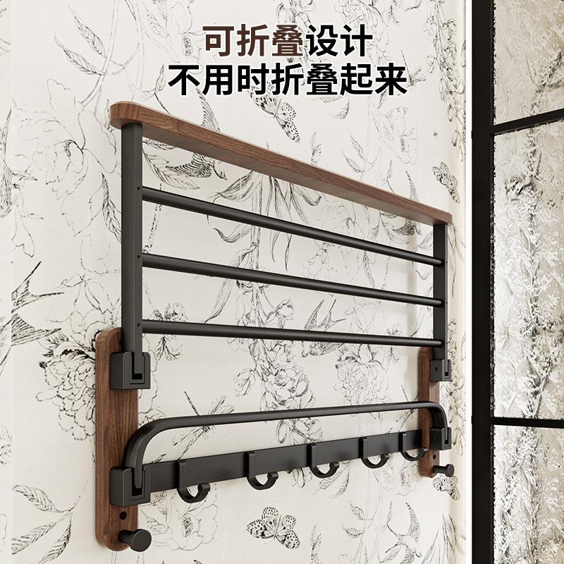 胡桃木毛巾架卫生架RKX间免打孔室置物挂件太空厕所收纳铝架浴浴