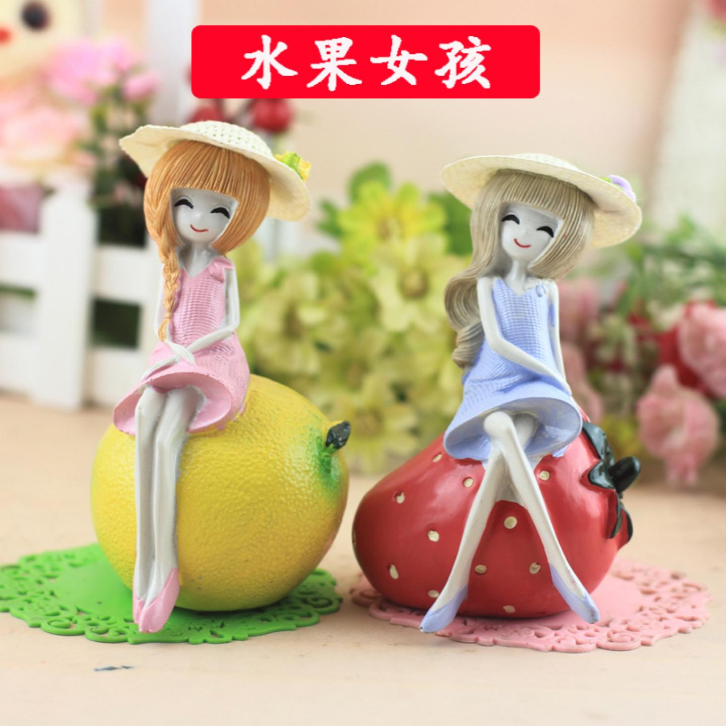 创意水果女孩树脂工艺品蛋糕摆件