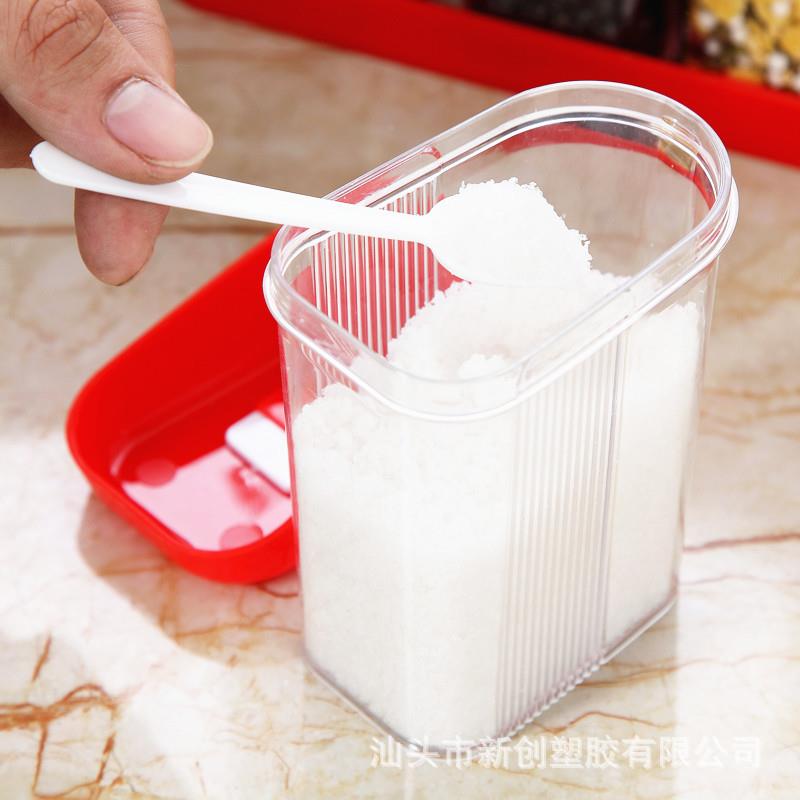 厨房用调NC017807品透明塑调六味盒 料瓶件套装 盐味精调料味罐调