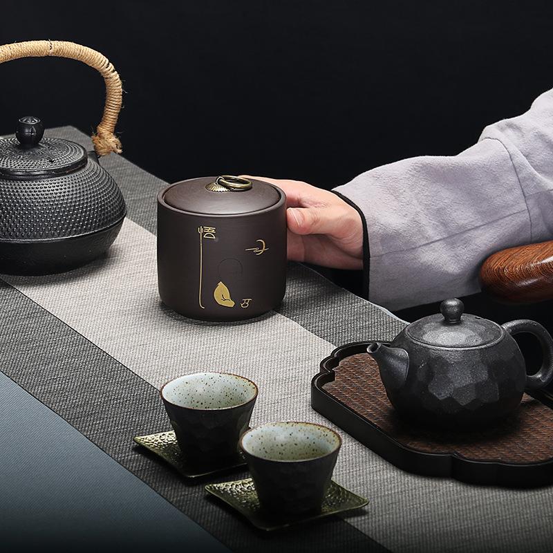 茶茶叶罐密陶瓷封防潮小号通用紫砂存罐普洱茶罐散茶YL01装可定制