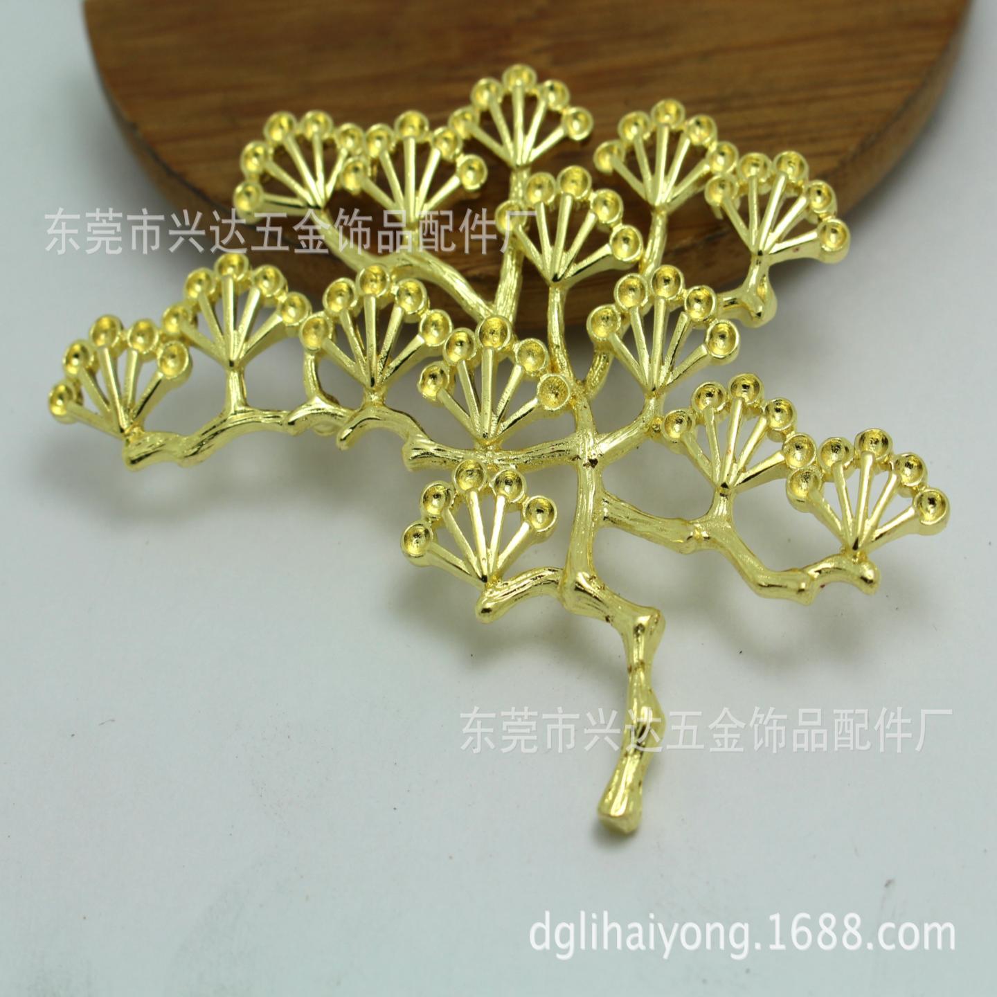 DIY铸铜配件55*71MM迎客松吊坠