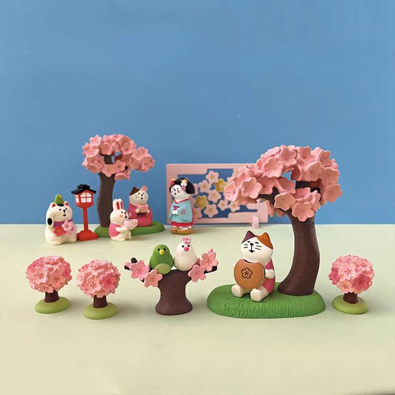 日K式131咪 可爱2025花ZAKA樱花INS潮玩猫公仔DIY树脂工赏艺品小