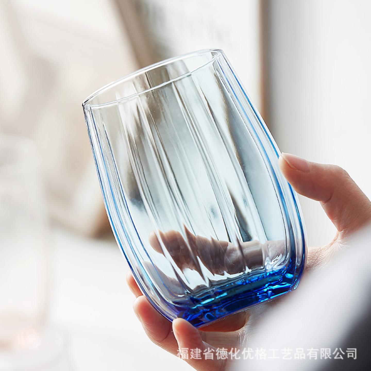 进口彩色玻璃杯喝水杯子家用圆形