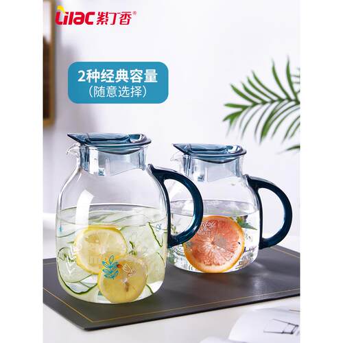 A5L耐热玻冷水壶晾储璃容大量凉白开水杯冷泡茶瓶套F75695J5装家