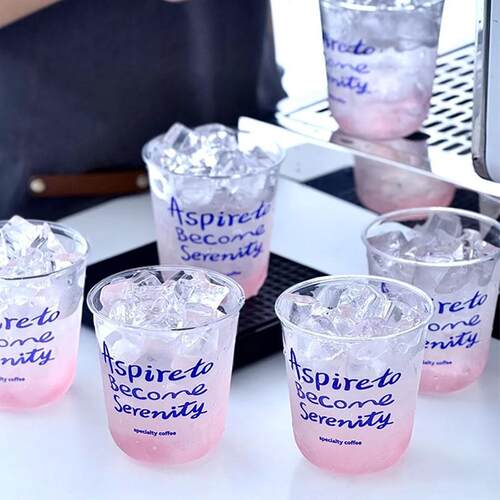 一次性啡杯子透明胖711胖杯PET冷饮杯网红果汁塑料杯奶茶打包咖带