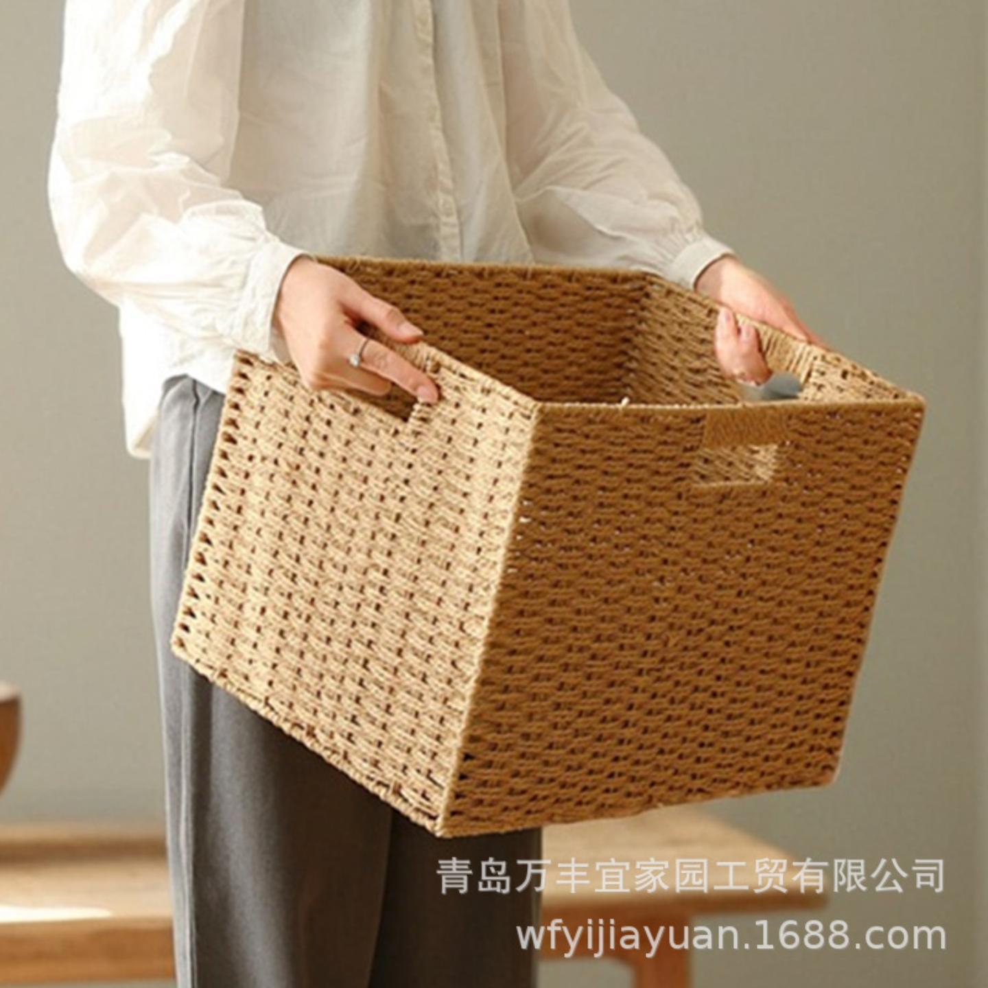 手工仿藤编草编收纳筐收纳箱