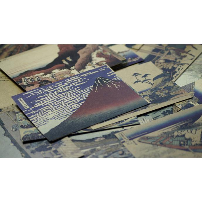 葛饰北纸011斋《富岳三十六景》牛皮手绘3插画信片/6张牛明皮纸盒