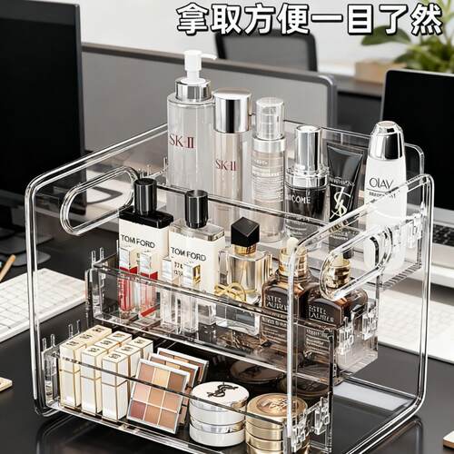 化妆品收纳盒桌面梳妆台透明