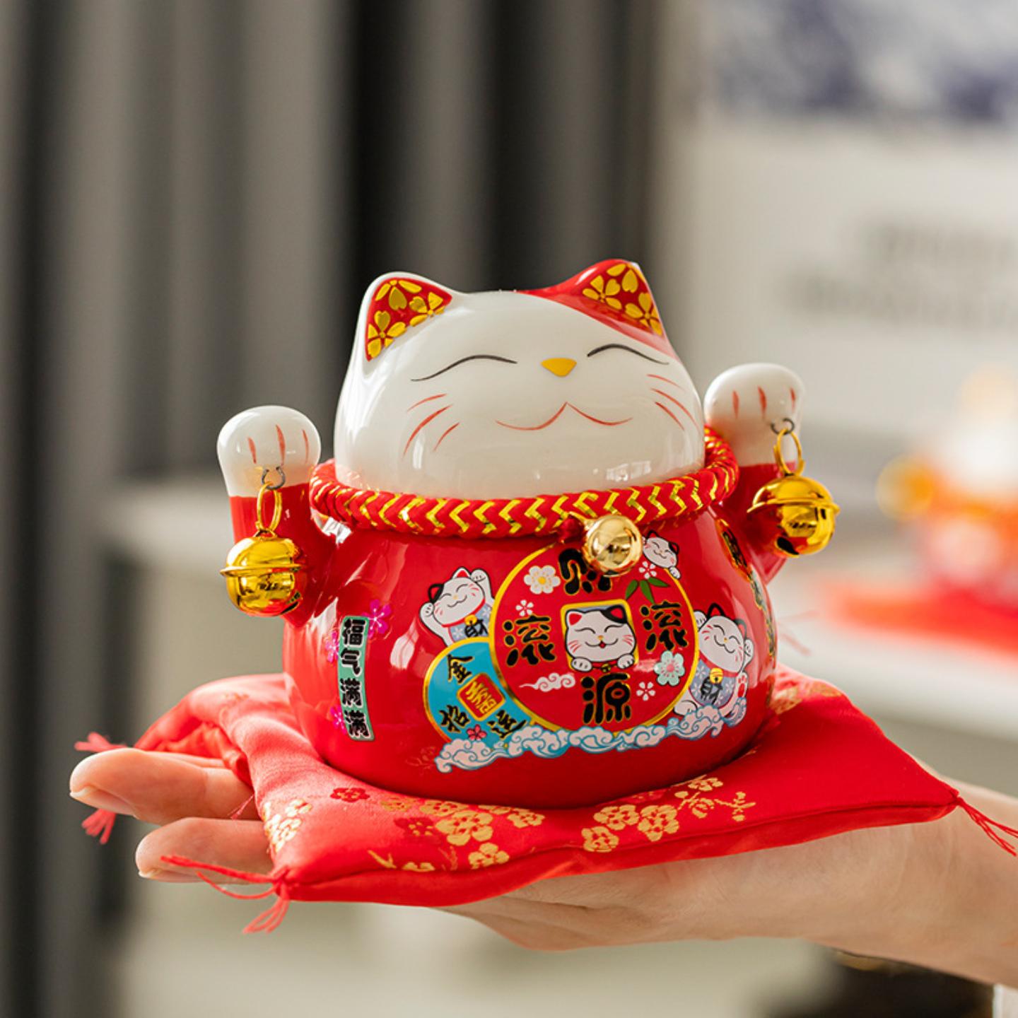 招财猫创意陶瓷家居摆件小存钱罐