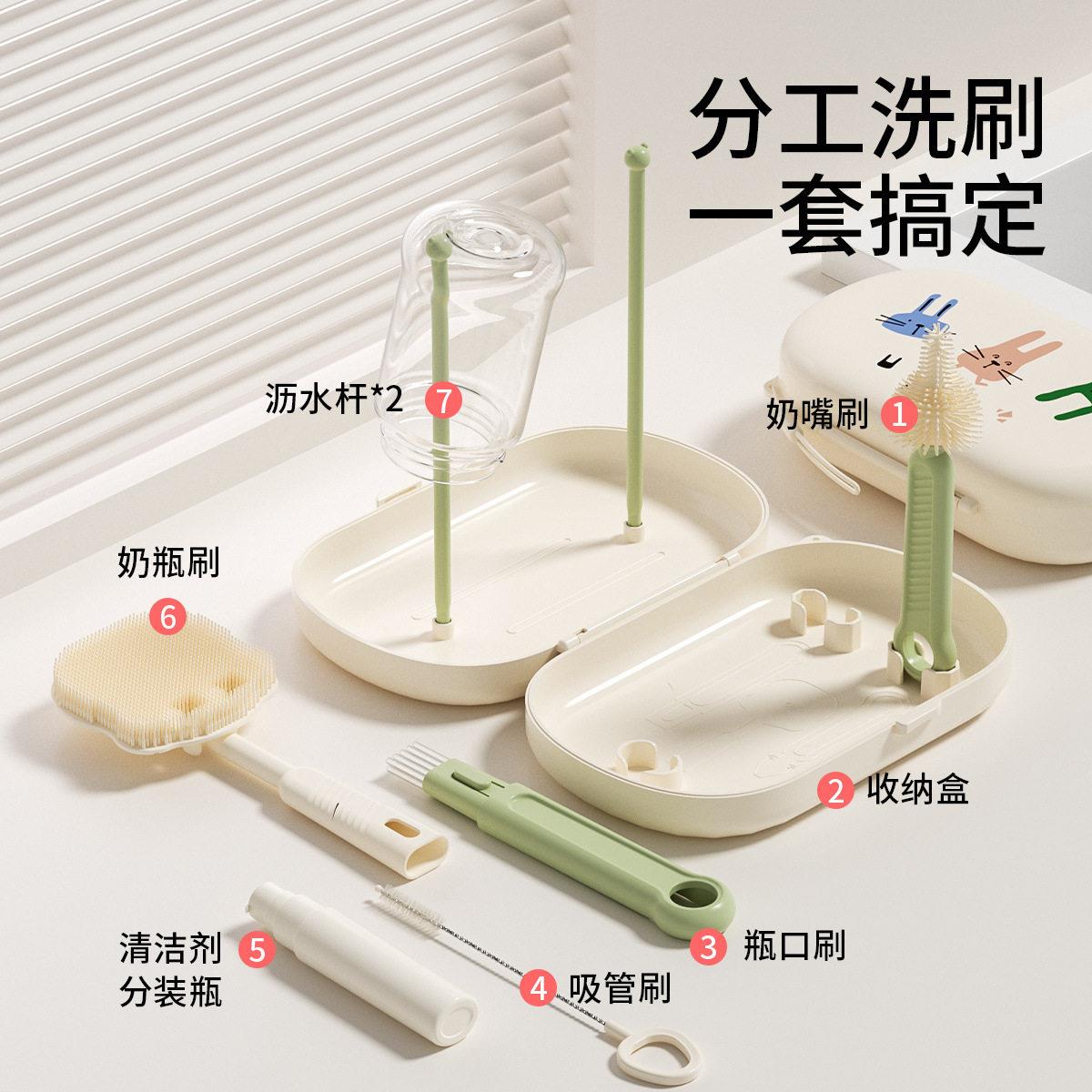 多功能柄硅胶奶刷直便携奶嘴刷/婴儿洗杯水杯容器清奶洁刷沥水