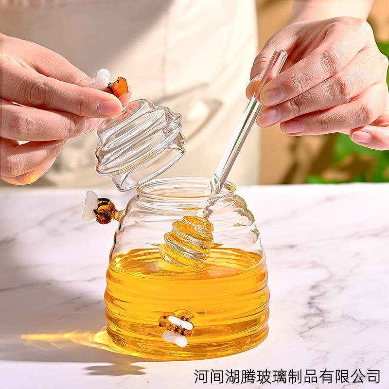 蜂o-526745玻璃罐 家用透明玻璃蜂蜜罐 璃蜜搅拌玻棒 创意透明璃