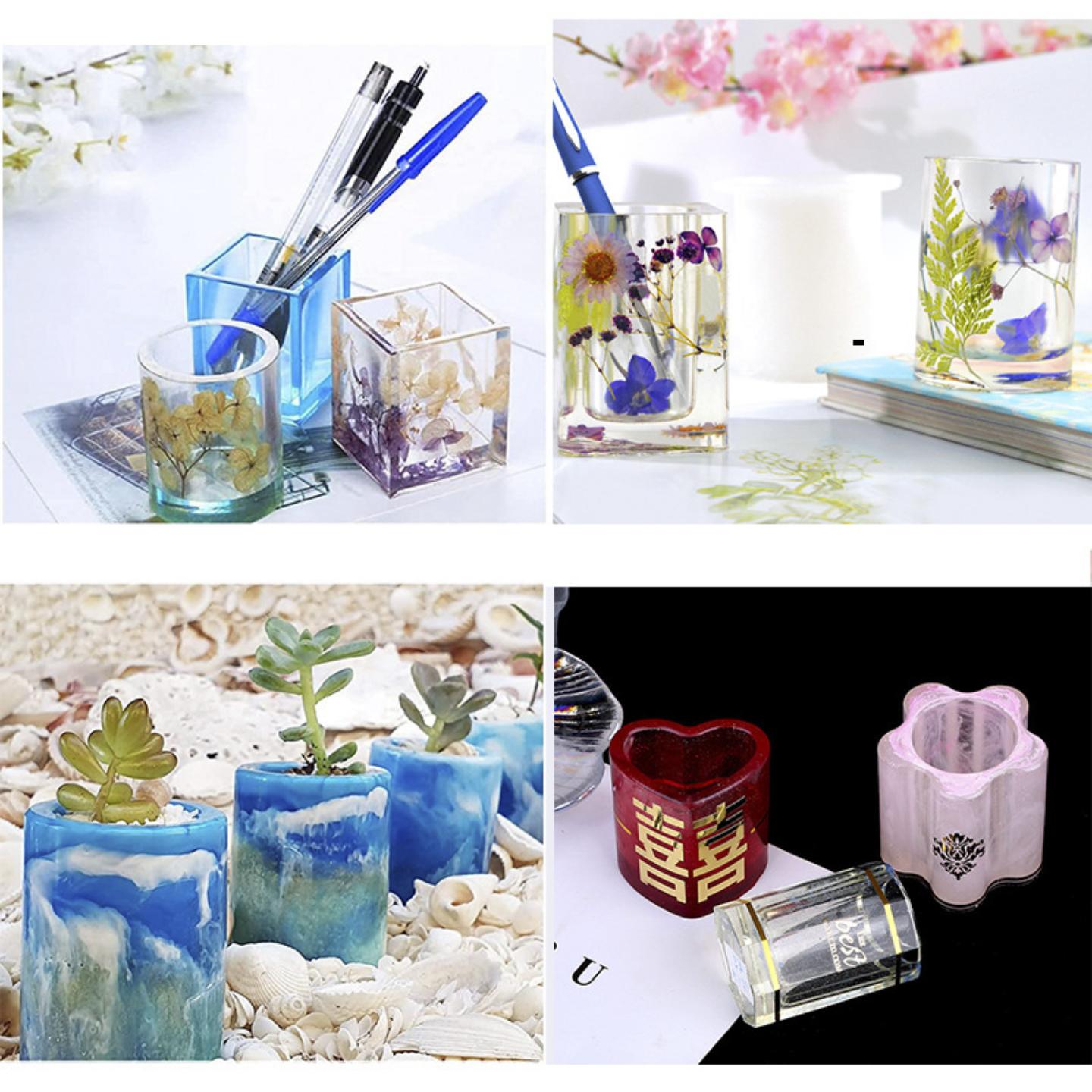 diy硅胶滴胶笔筒模具梅花爱心